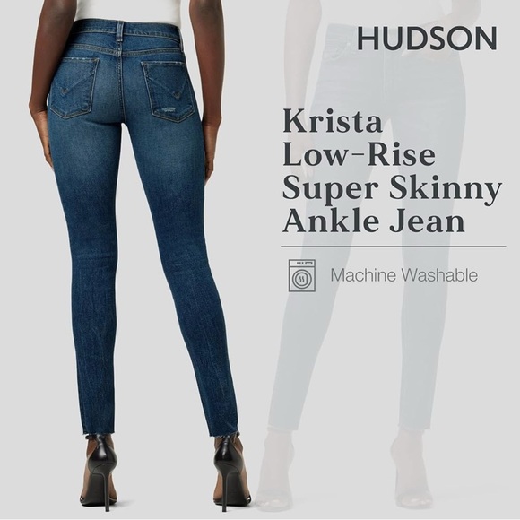 HUDSON Women's Krista Super Skinny Krista Low-Rise Distressed Ankle Jean 32 - Picture 10 of 12